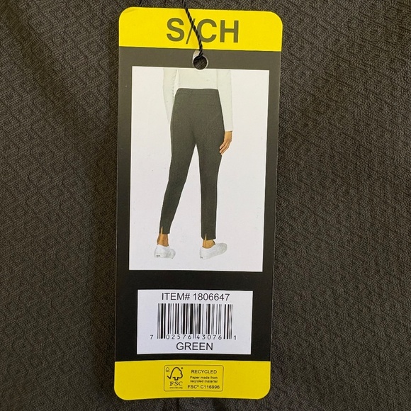 Mario Serrani Textured Slim Pull-On Pants, Green/Diamond Pattern, Small, NWT - Picture 3 of 13